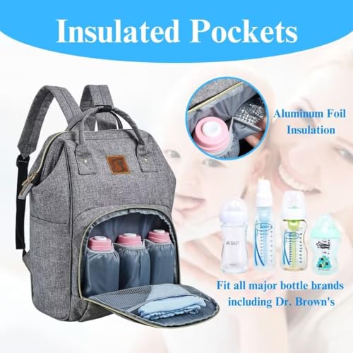 Baby Diaper Bag Backpack Baby Care Bag with Stroller Straps and Multifunctional Waterproof Baby Stuff Travel Backpack with Insulated Pockets and Large Maternity Baby Bags - Image 4