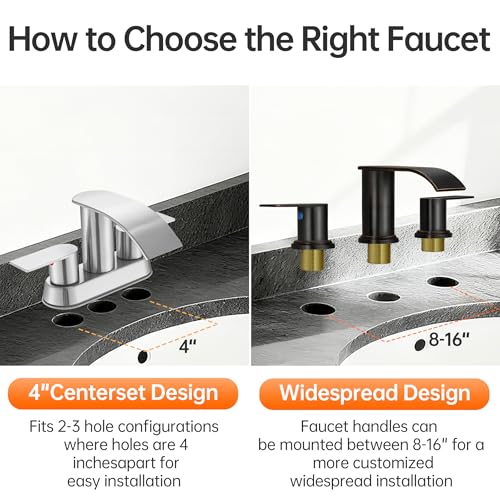 Waterfall Bathroom Sink Faucet 4/8 Inch Brushed Nickel Faucet Bathroom with Pop Up Drain 2 or 3 Holes Bathrooms Basin Lavatory Mixer Tap with Deck Mount Plate by Fransiton - Used condition - Image 7