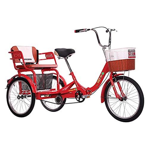Triciclo plegable para adultos DINNA de 20 pulgadas, monocarga, con cesta grande y asiento trasero, para recreo y compras miniatura 1
