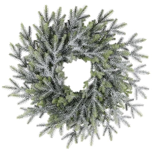 Snow Flocked Christmas Wreath Decorations, 26" Snowy Norfolk Pine Wreath,