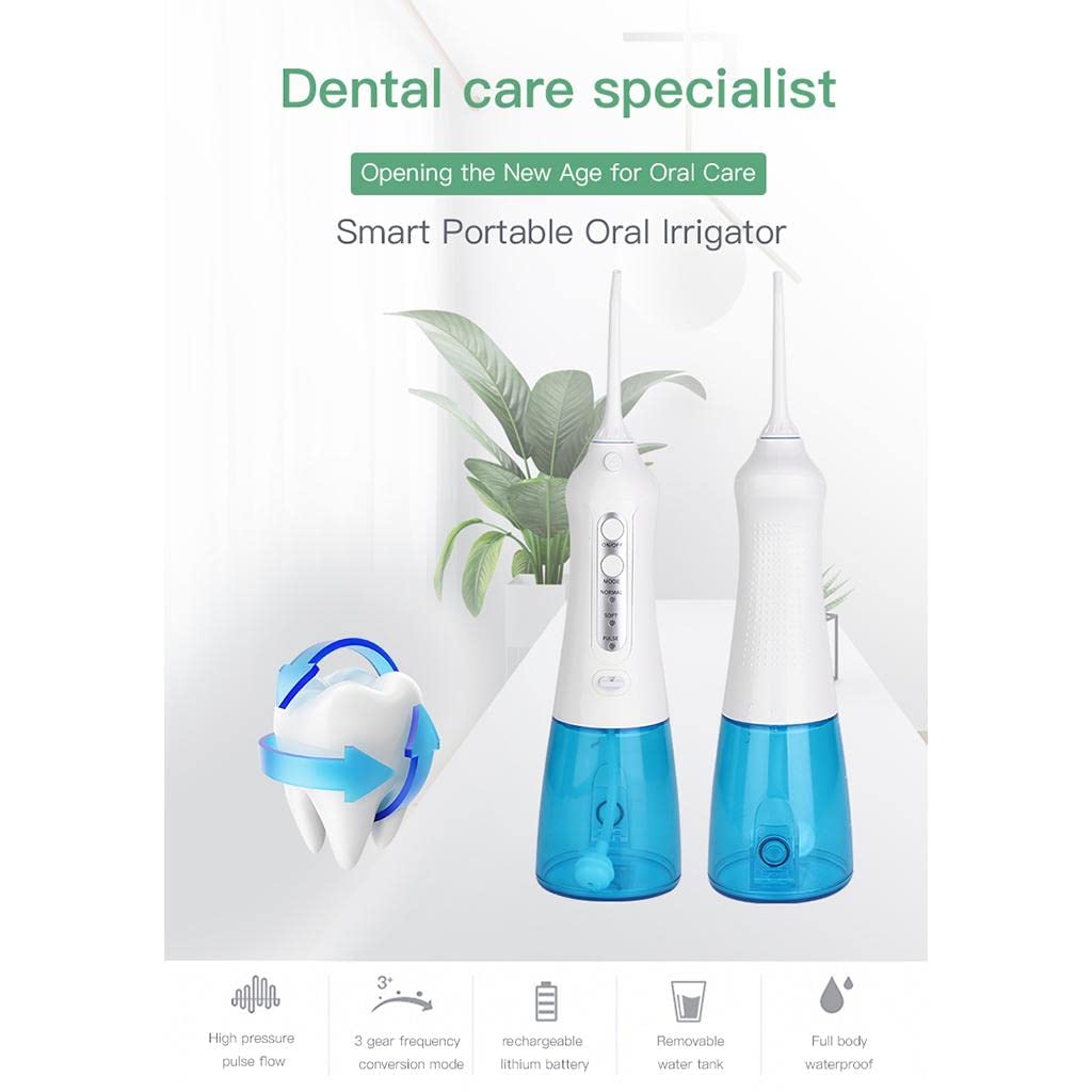 Jojomis Flosser ad acqua senza fili 300 ml USB ricaricabile e portatile Irrigatore orale con custodia per viaggi 3 modalità IPX7 impermeabile filo interdentale - Irrigatore orale