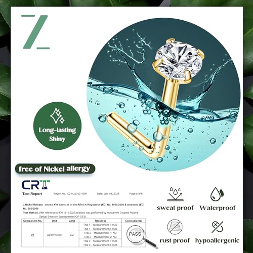 15Pcs 20G Nose Rings Surgical Steel Nose Studs 18G L Shaped Nose Stud Gold Nose Ring Stud CZ Opal Nose Ring Heart Cute L Shape Star Nose Piercing for Women Men 5