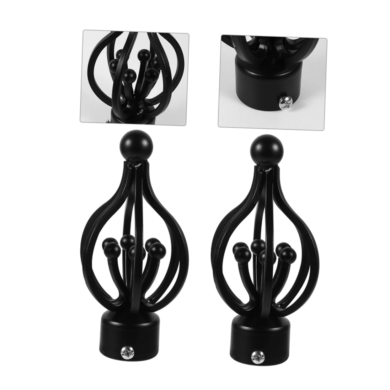 Ciieeo 4pcs Twisted Cage Finials for Curtain Rods Decorative Curtain Rod Ends Elegant Design for Home and Stylish Drapery Accessories