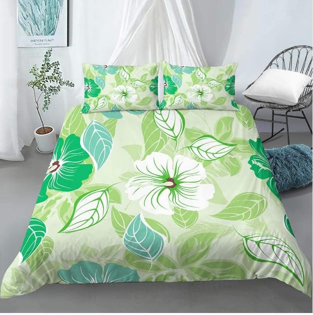 Housse de couette 240x260 cm adulte feuille pour une chambre nature et des nuits sereines en duo