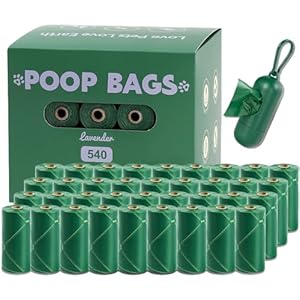 Dog Poop Bags 36 Rolls, 540 Count Dog Waste Bags with Dispenser, 13″ x 9″ Dog Bags for Poop, Scented Poop Bags for Dogs, Doggie Poop Bags, Extra Thick and 100% Leak Proof Pet Waste Bags