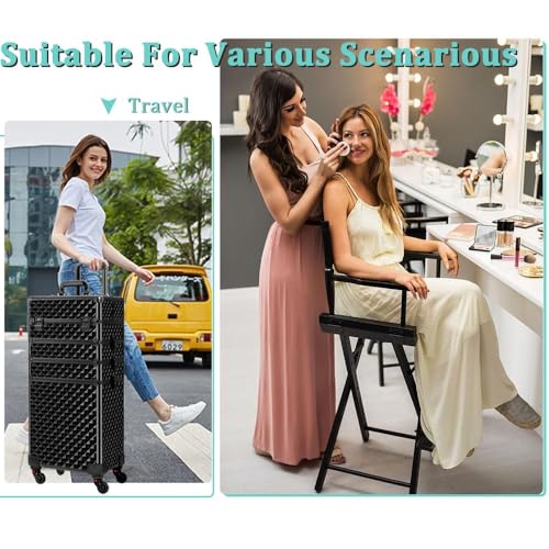 Image of SHAMAX Professional Rolling Makeup Case, Cosmetic Organizer Trolley, Manicure Storage Vanity Locks- Trolley for Hairdressers, Salons, Beauty Lovers - 360- Degree Universal Wheels (ABD4 Trolley)