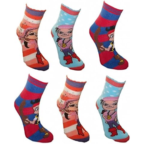 Disney Izzy from Jake and the Neverland Pirates Girl's 6 pack Non Skid Slipper Socks 9-12 Cover