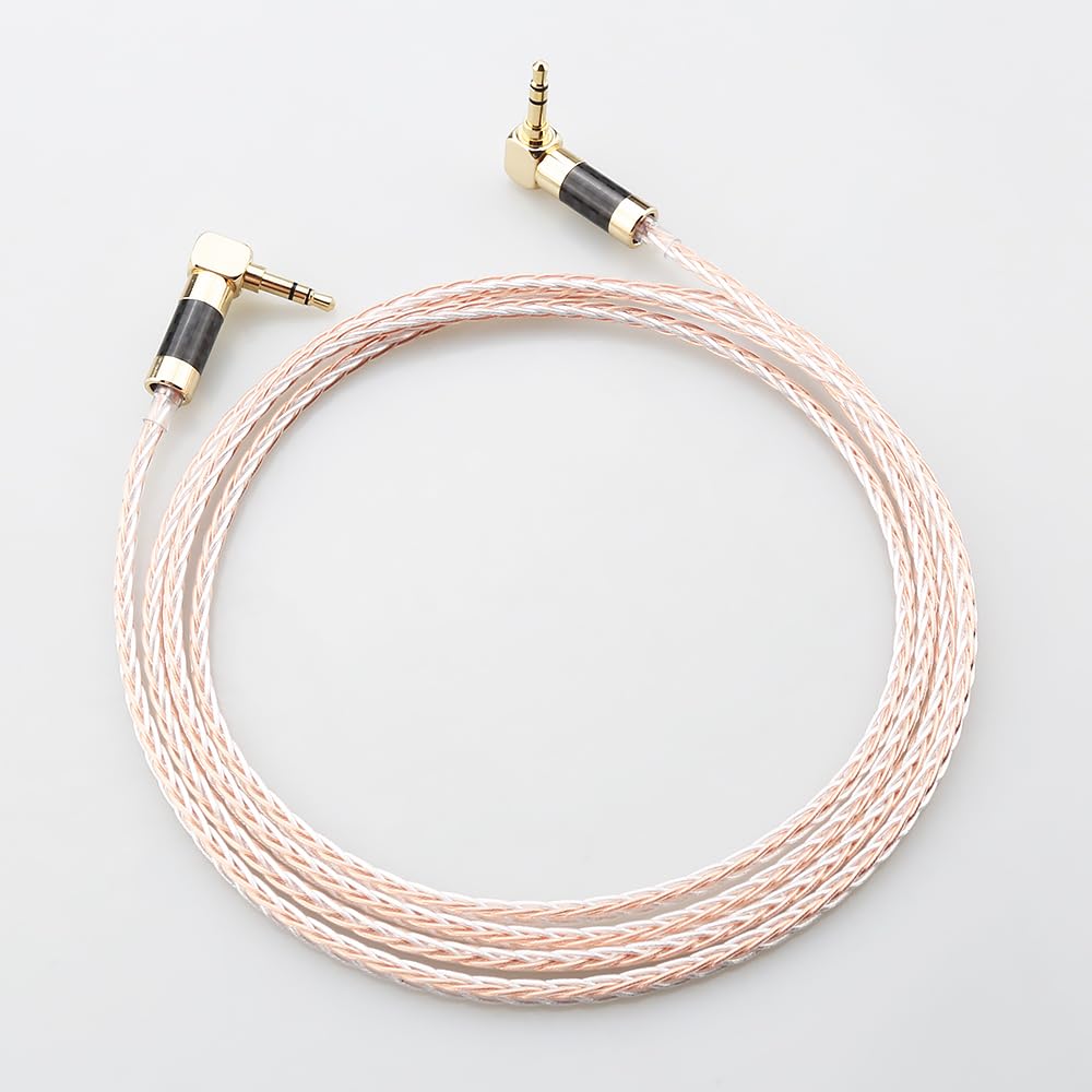 3,5-mm-Stereo-Aux-Audiokabel, kompatibel mit Telefon, MP3-Player, Auto-Headset, Lautsprecher, 24 K vergoldet, Stecker auf Stecker (rechtwinklig auf rechtwinklig, 1,5 m)