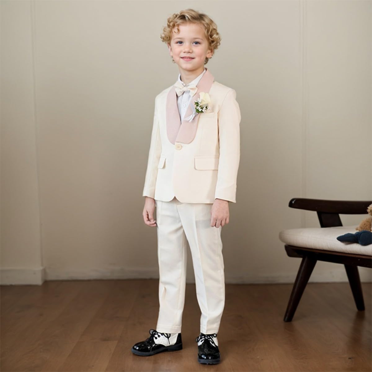 Vestito da cerimonia nuziale per ragazzi Portatore Anello Vestito Comunione Vestito Battesimo Outfit 2 Pezzi Bambini Smoking Bambini Abiti bianchi