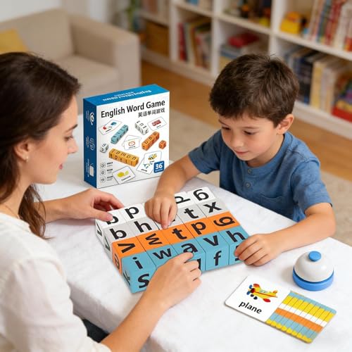 Jeu de mots anglais anti-écrans avec blocs de lettres pour la concentration des petits - 3