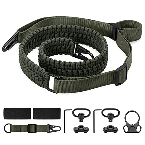 Vvaagg 2 Point Qd Rifle Sling With Sling Swivel Mounts, Two-Point Paracord Gun Sling With Quick-Adjust Length Rifle Strap Sling, Green #TOP8