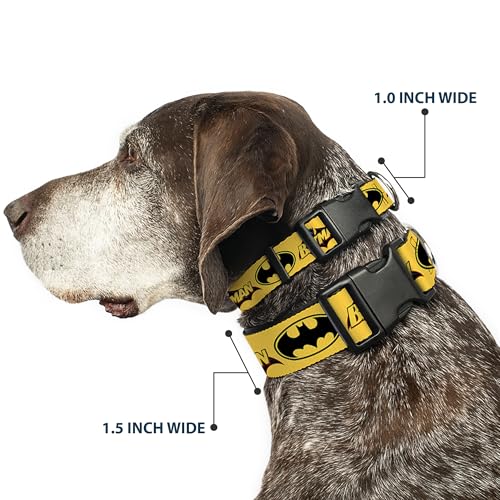 Dog Collar Plastic Clip Vintage Batman Logo Bat Signal 3 Yellow 9 to 15 Inches 0.5 Inch Wide by Buckle-Down - Image 2