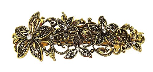Glamour Girlz - Pasador de pelo con diseño floral y diamante dorado