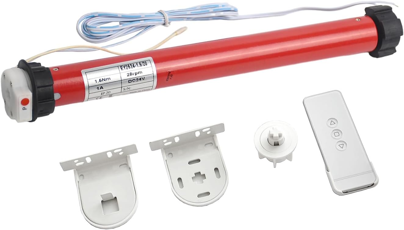 DIY 24V Electric Roller Blinds/Shades Radio DC Tubular Motor Kit, Smart Blinds with Remote Control Compatible 1½" (38mm) Extruded Aluminum