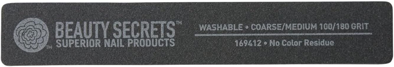 Beauty Secrets 100/180 Rectangular Bla Cush Nail File Bla