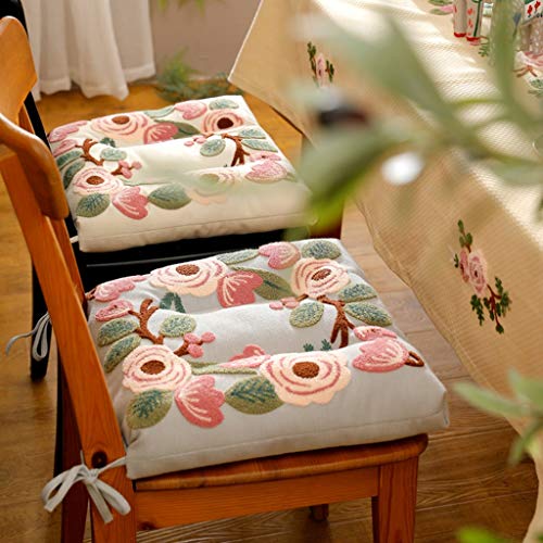 Lipengtaohome Chair Pad Seat Cushions Dining Chairs Pads Thickened Chair Seat Pad With Ties Embroidered Flower Cushion (Color : Beige, Size : 42388Cm) #TOP1