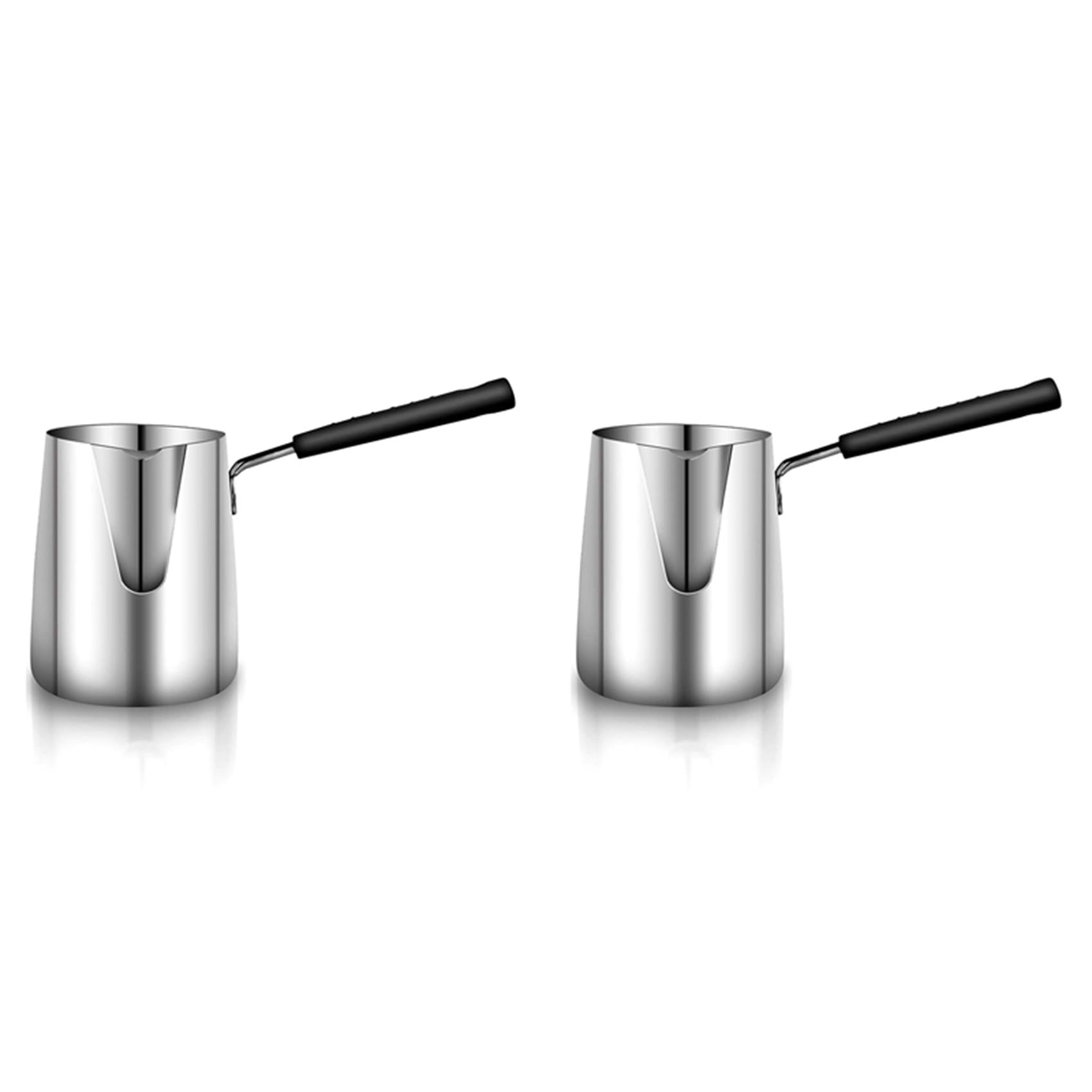 Hndhbfgrt 2X Stainless Steel Butter and Coffee Warmer,Turkish Coffee Pot,Mini Butter Melting Pot and Milk Pot with Spout -(350ML)