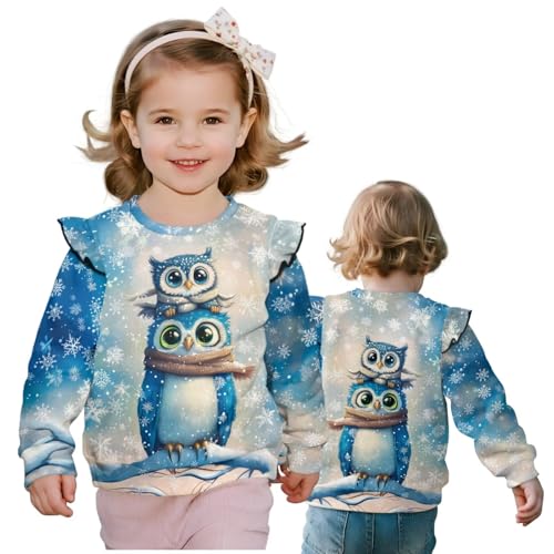 Toddler Sweatshirts Thick Warmth Toddler Long Sleeve Shirt Girl Ruffle Sleeves Toddlers Crew Neck Sweatshirt2