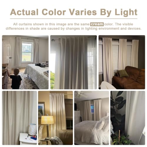Image of Linen Textured Total Blackout Curtains for Bedroom 102 Inches Long, Oatmeal | 100% Blackout Shield, Back Tab /Rod Pocket Living Room Drapes, Thermal Insulated Blackout Curtains 2 Panels Set, 50 inchW x 102 inchL