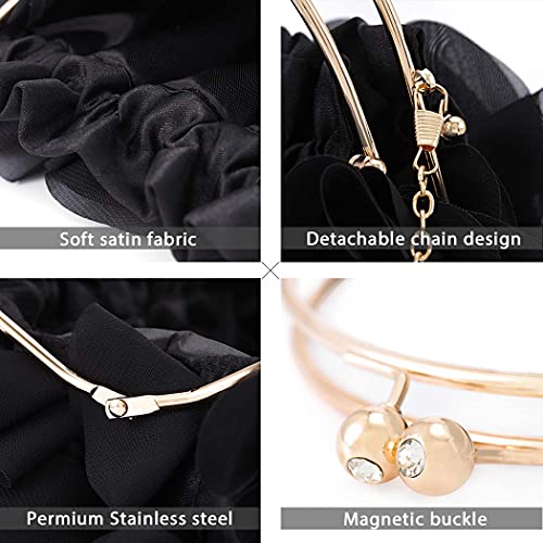 Yokawe Floral Clutch Purses For Women Satin Flower Evening Bag Party Prom Handbags (Black) #TOP3