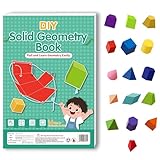 Foonary Pull String 3D Geometry Learning Book, Geometrie Set für Grundschule mit 16 Solids Geometrische Modelle, Lehrmaterial zu Volumen- und Oberflächenformeln, Geometrische Körper für Schüler