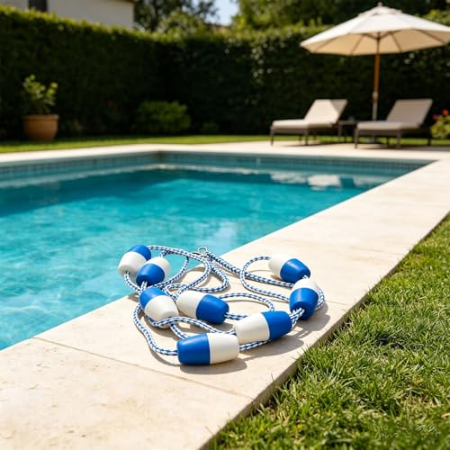 Corde de sécurité de piscine 50m avec flotteurs et crochets inox