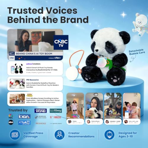 Image of AI toys for kids, Interactive ai companion kids plush panda, Designed specifically for kid's development, No screen educational toys, Smart ai stuffed animal for 3+Kids, 2026 emotional support gifts