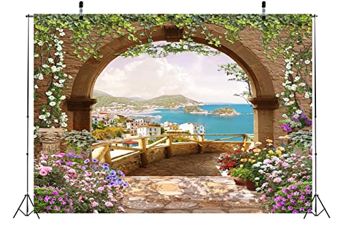 Telón de Fondo BELECO 7x5ft Jardín Mediterráneo miniatura 4