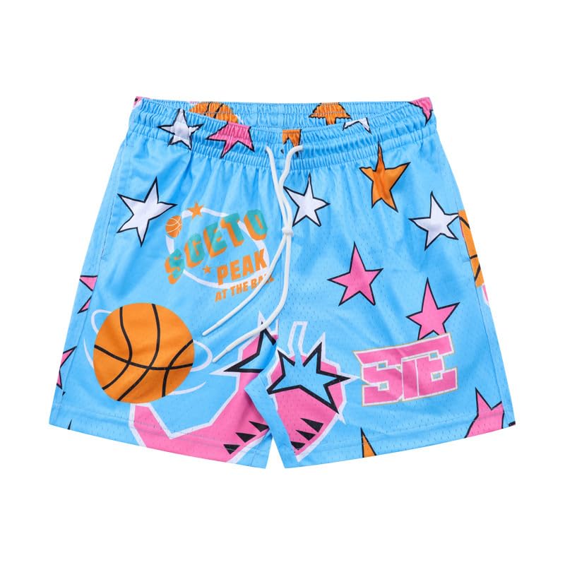 DIOTSR Mens Graphic Basketball Shorts Drawstring Running Workout Shorts Summer Cool Casual Shorts