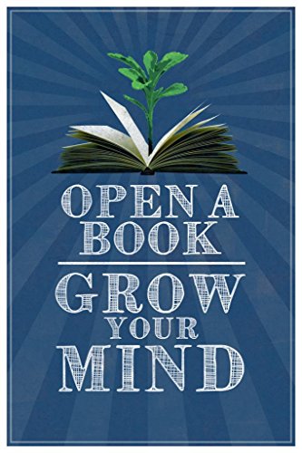 Image of Laminated Library Posters Open A Book Grow Your Mind Literature Poster Classroom Elementary Literature School Poster Dry Erase Wall Art 24x36