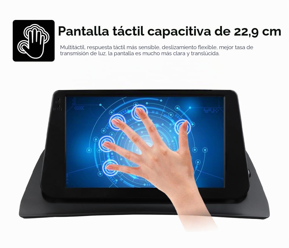 Radio de coche Android 14 de 9 pulgadas para Renault Kangoo 2009 – 2018, compatible con coche inalámbrico Carplay/Android, control del volante, WiFi/4G, AM/FM 4 núcleos, 2 GB y 64 GB