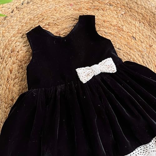 Image of Stanwells Kids Dress for Girls Black Velvet Baby Fancy Frocks for Baby Girls