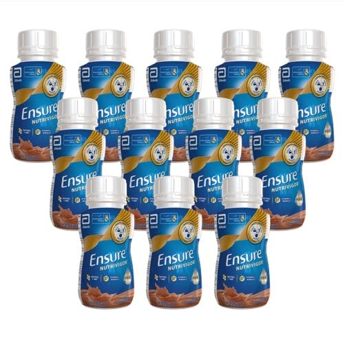 Ensure Nutrivigor - Complemento Alimenticio para Adultos, con HMB, Proteínas, Vitaminas y Minerales, como el Calcio - Sabor Chocolate - Pack de 12 Botellas x 220 ml
