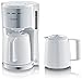 SEVERIN KA 9257 - Cafetera de filtro con 2 jarras térmicas, cafetera para hasta 8 tazas por jarra, máquina de filtro con 2 jarras aislantes, blanco/acero inoxidable cepillado,