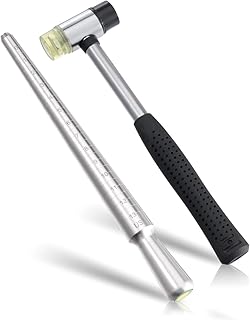 Meowoo Ring Sizer, Can be Hammered Solid Ring Mandrel and Jewelry Rubber Mallet, Ntegrated Conical Solid Ring Mandrel Sizer Tools for Ring Repair and Measurement, Jewelry Sizing Measuring