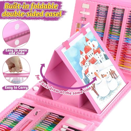 Image of 208 pcs Art Set & Colour Set Kit for Kids - Complete Drawing Kit with Crayons, Markers, Pencils - Ideal Colors Set for Kids - Creative Colour Set for Drawing & Sketching