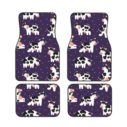 Alfombrillas de coche antideslizantes de neopreno con diseño de vacas graciosas juego de 4