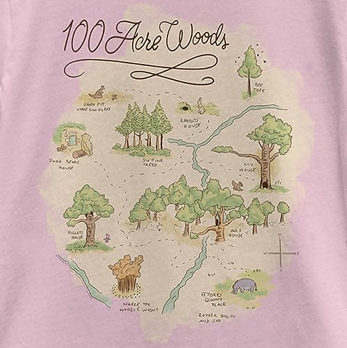 Disney Winnie The Pooh 100 Acre Map Girl's Solid Crew Tee2