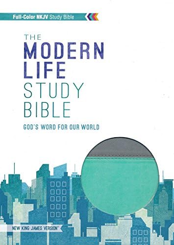 NKJV Modern Life Study Bible, Leathersoft, turquoise/gray