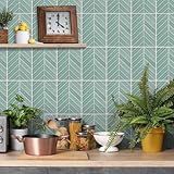 Protector Salpicaduras Cocina Aqua Verde Azulejos Adhesivos y Baldosas Adhesivas Pared,Material PVC Impermeable para Decoración, Baño y Espacios Interiores
