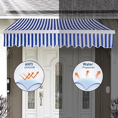 Store de balcon rayé bleu pour ombrager vos repas en terrasse - 7