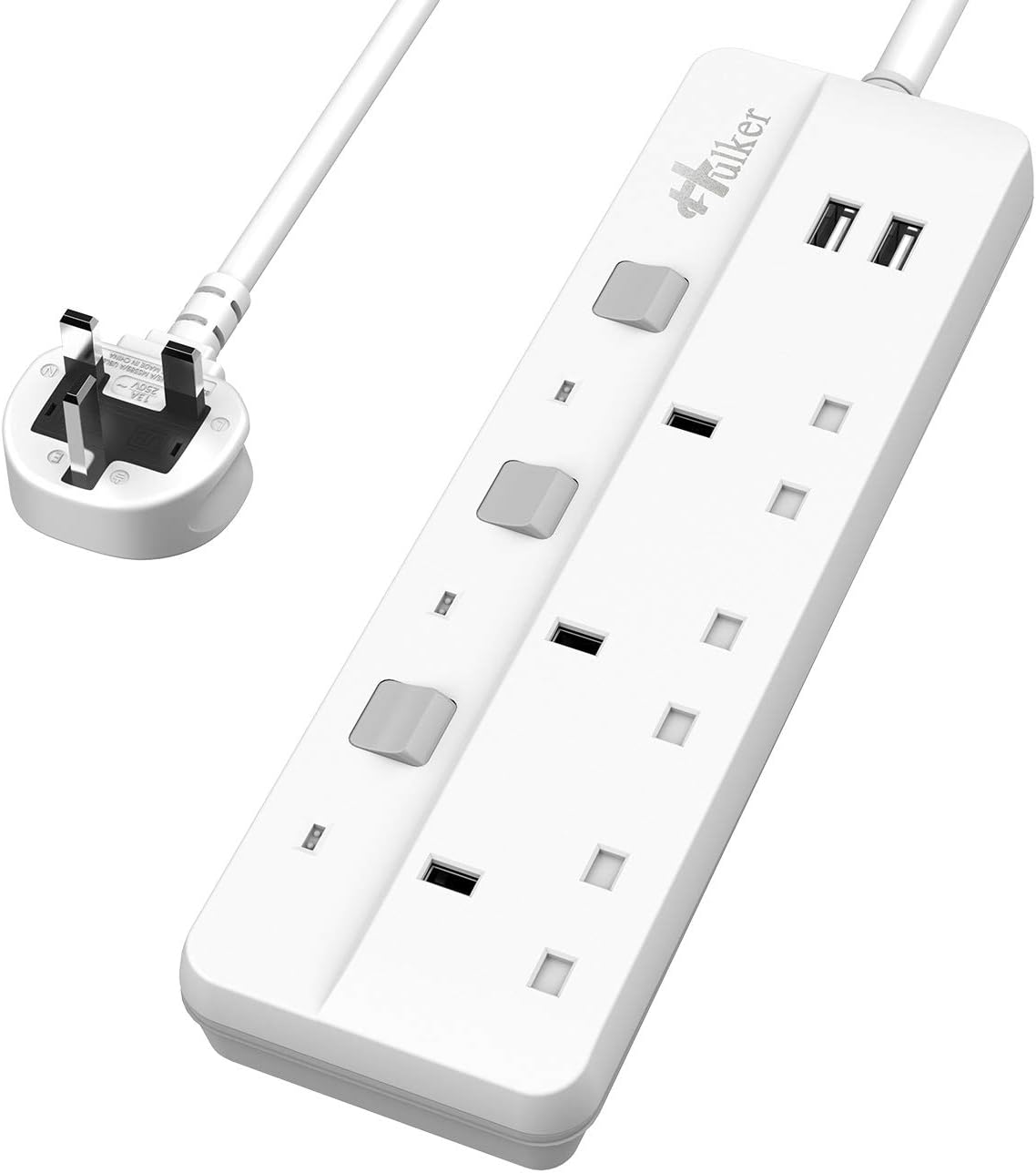 3 ways 2USB ports extension lead