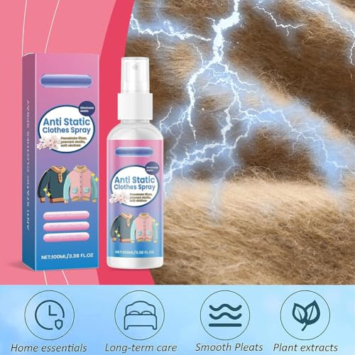 Antistatik Spray,Spray Antistatisch,Antistatik Sprays Kleidung,Antistatikspray,Statikspray für Kleidung,Anti Static Sprays,für Kleidungs,Textilien,Möbel und Auto,Reduziert Statische Aufladung,100 ml