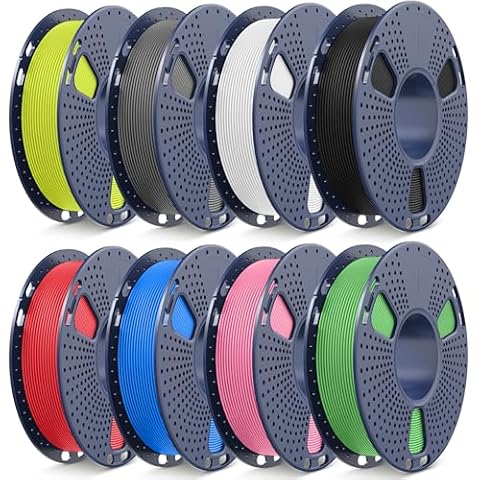 SUNLU PLA Matte Filament 1.75 mm Muticolor, PLA 3D Printer Filament with Matte Finish, Dimensional Accuracy +/- 0.02 mm, 8 Rolls of 0.25 kg (Black+White+Grey+Red+Blue+Green+Pink+Fluorescent Yellow)