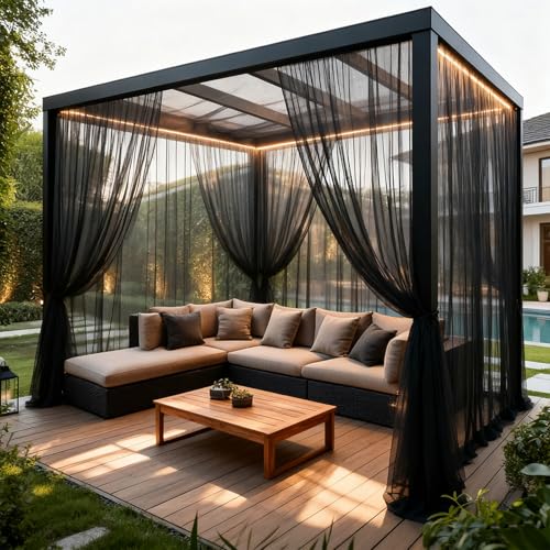 Outdoor Mosquito Netting 10.5ft x 10ft (320x305cm), 30GSM High-Density Fine Mesh for Gazebo Side Wall & Pergola, DIY Cut to Size Bug Screen for Large Garden Canopy, UV-Resistant Breathable Shield