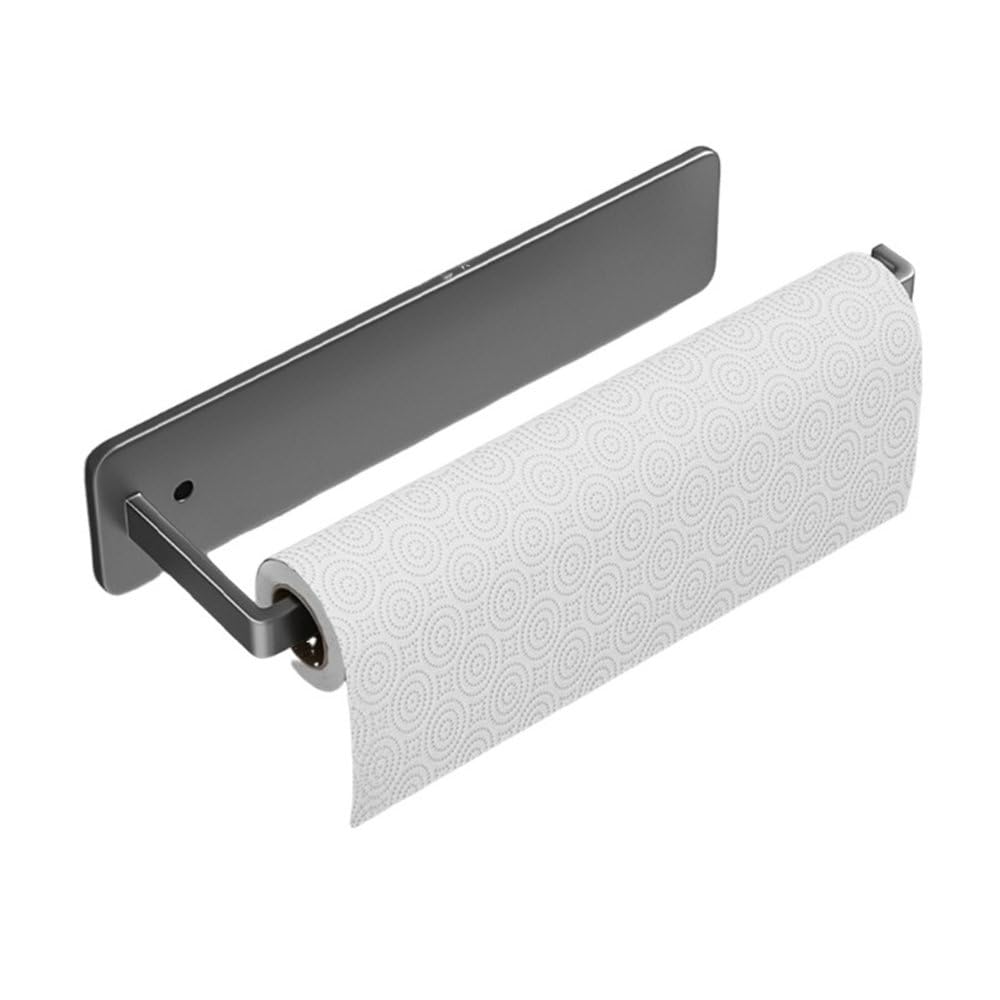 XBTGS Portarotolo di carta igienica autoadesivo, senza fori, per cucina, bagno, prolunga, grigio, 26 x 7 x 6 cm, 26 x 7 x 6 cm