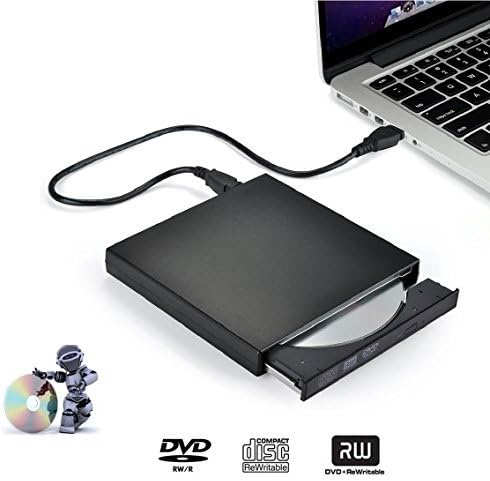 fellee External CD DVD Drive, 8X USB 2.0 Portable Slim Optical Drive DVD/CD Re-Writer Burner Superdrive Disc, High Speed Data Transfer, Plug and Play, Compatible MacBook Pro Air iMac and Laptop