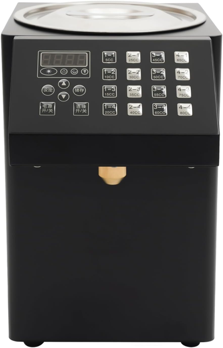 Automatic Fructose Dispenser Machine with 16 Programmable Settings 8L/2.1GAL 200W Stainless Steel Fructose Quantitative Machine Commercial Syrup Dispenser for Boba Milk Tea Bubble Tea