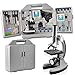 SOLOMARK Microscope for Kids and Beginners Includes 70pcs Accessory Set, 300X-600X-1200X Magnification with Metal Arm and Base Come with a Microscope Smartphone Mount