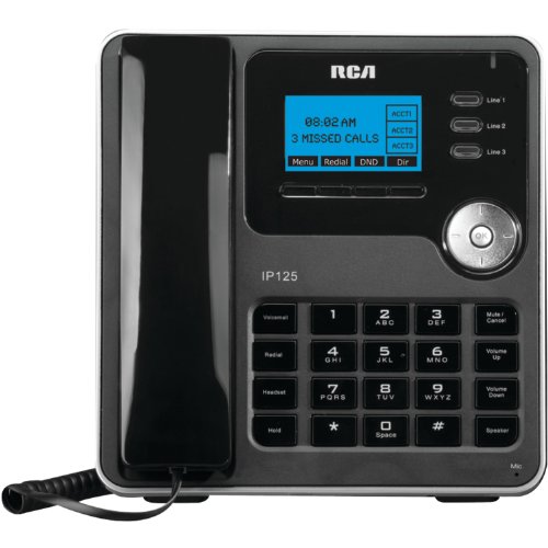 RCA RCA-IP125 3-Line HD Voice Full Duplex IP Phone with PoE